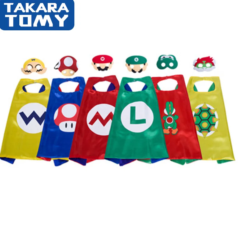 

70CM Super Mario Bros Cloak Birthday Party Cpsplay Cartoon Yoshi Kinopio Luigi Koopa Costume Toys Anime Theme Supplies