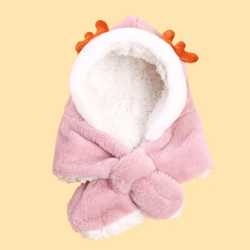 

2-5Y Children's hats baby girls ear caps autumn and winter infants and toddlers scarf one in winter