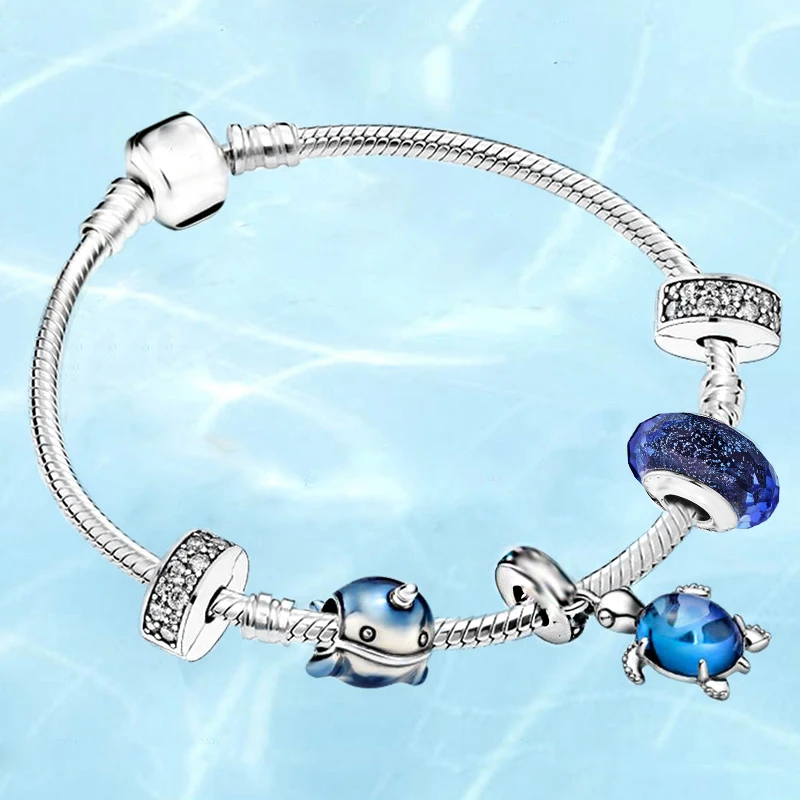 

Silver-plated Chain Charm Ladies Children Bracelet Diy Narwhal Lucky Pendant,For Women's Children's Bracelet Holiday Travel Gift