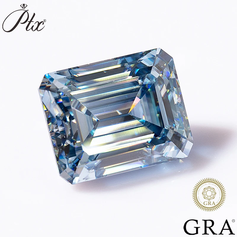 

Loose Moissanite Gemstones Diamond Dark Vivid Blue Color 0.5-7.0 CT Excellent Emerald Cut Gem Stone Under Undefined Pass Tester