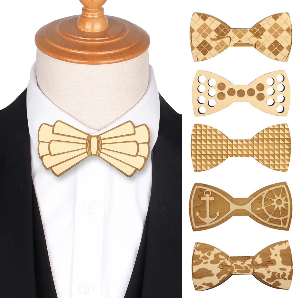 

Оригинальный деревянный галстук-бабочка, деревянный галстук-бабочка для мужчин, модный резной цветочный галстук-бабочка, костюм, свадебные...