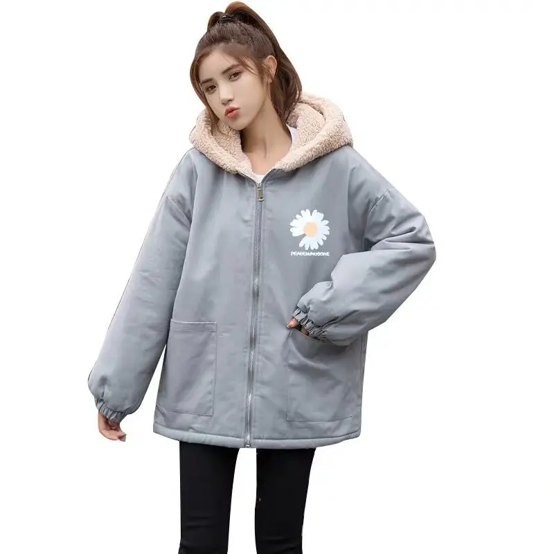 

Autumn And Winter Jacket Women Korean Loose And Thickened Cotton Padded Parka Manteau Femme Hiver Floral Print Fashionable Coat