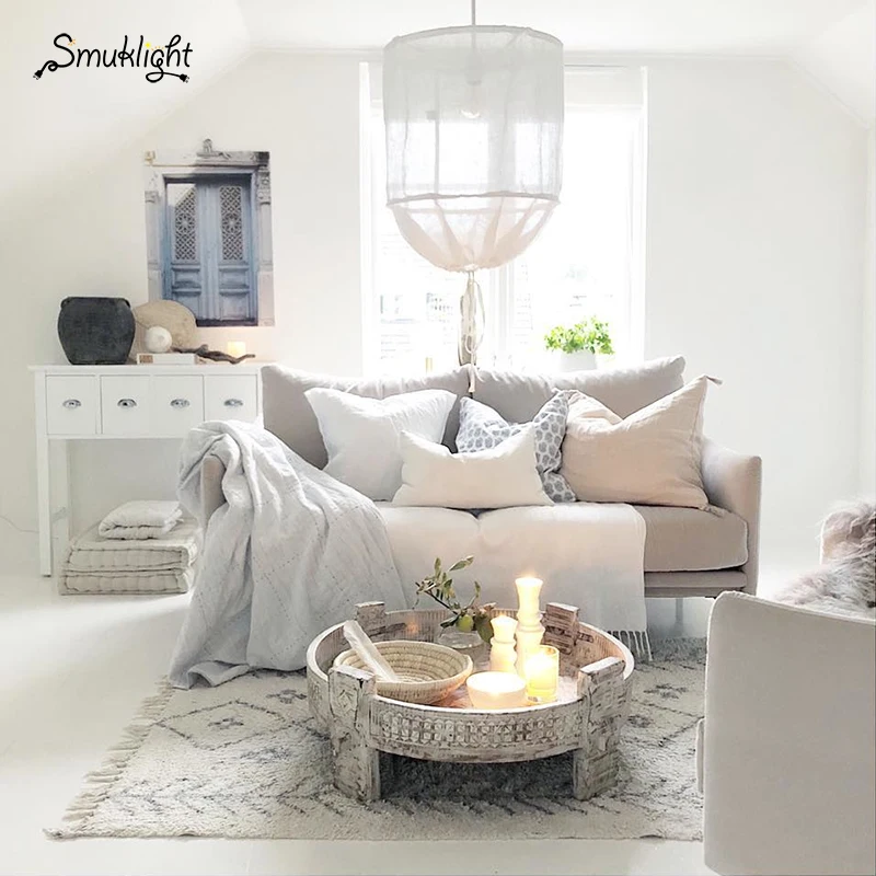 

Linen/cotton Fabric Lampshade LED Pendant Lamp Vtwonen Ribbon Lamp/z1 Pendant Lamp Nordic Koushi Design White LED Bulbs Modern