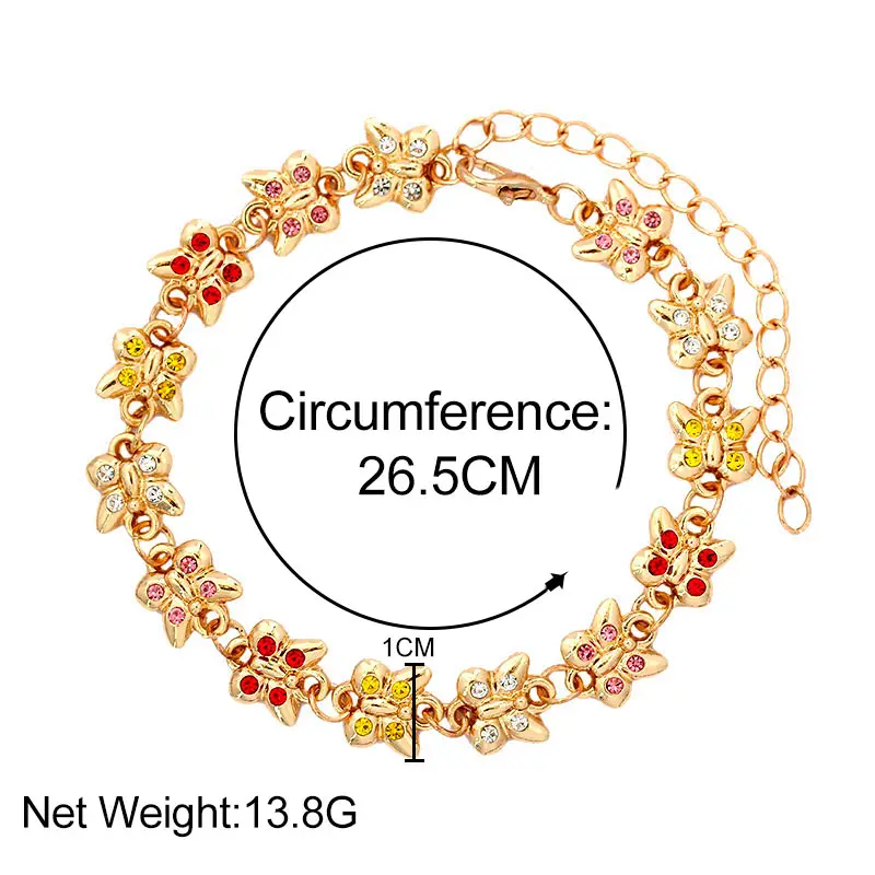 

Boho Anklets Butterfly Charms Foot Chain for Women Multicolor Crystal Gold Color Barefoot Ankle Bracelets 2021 Beach Leg Jewelry