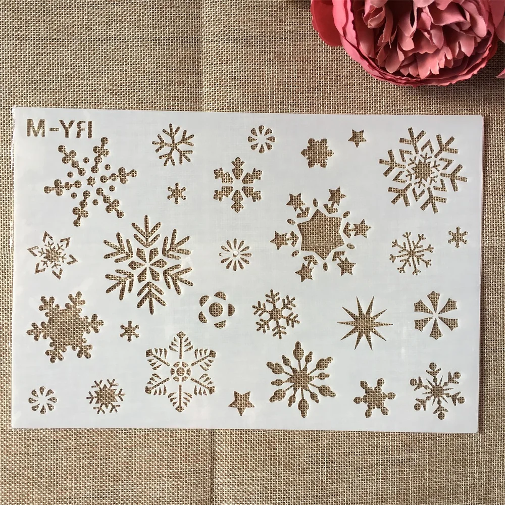 S M L снег зима Рождество Праздник Снежинка Сделай Сам слои трафареты картина