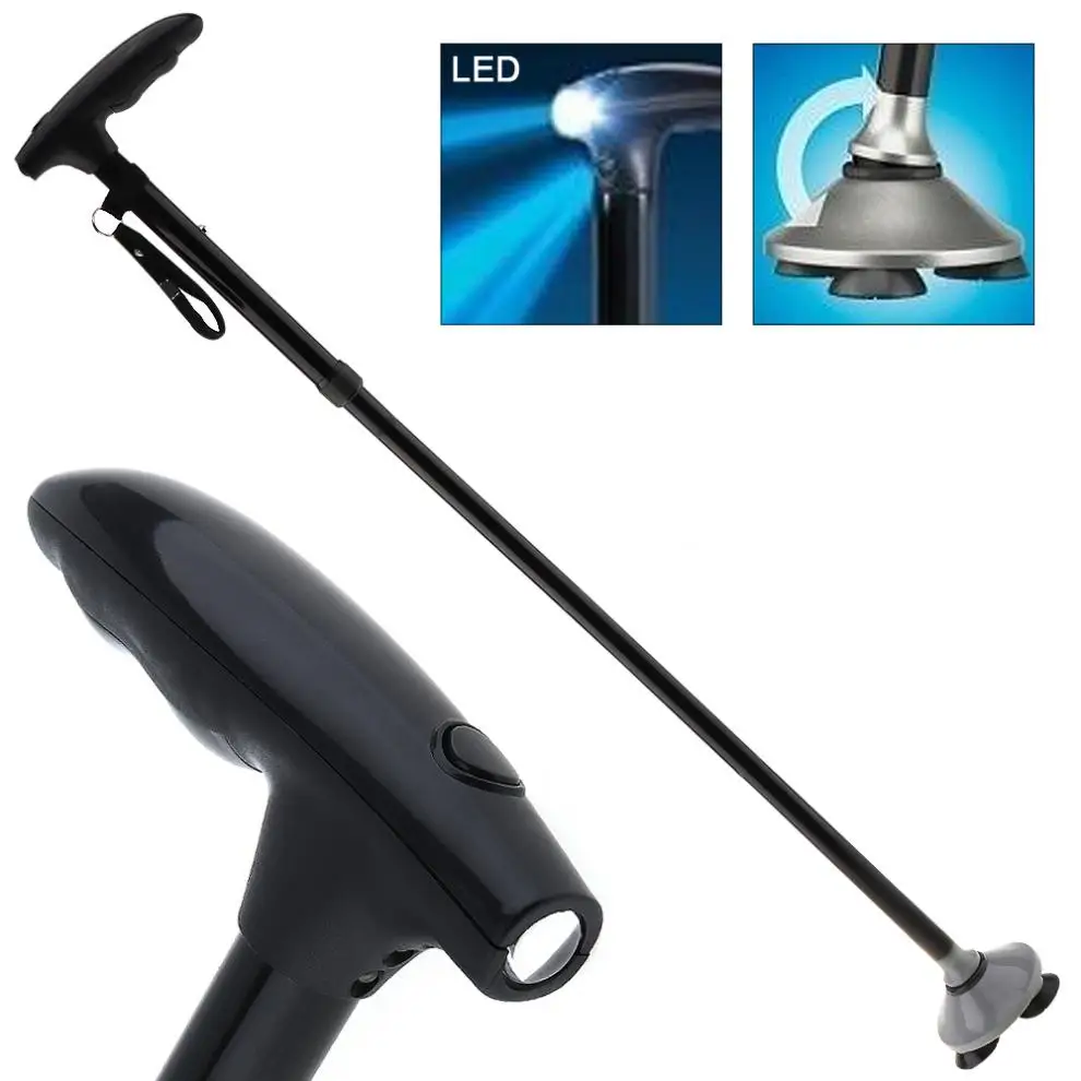 

Multifunctional Aluminum Trusty Cane Walking Stick with LED Light for Old People
