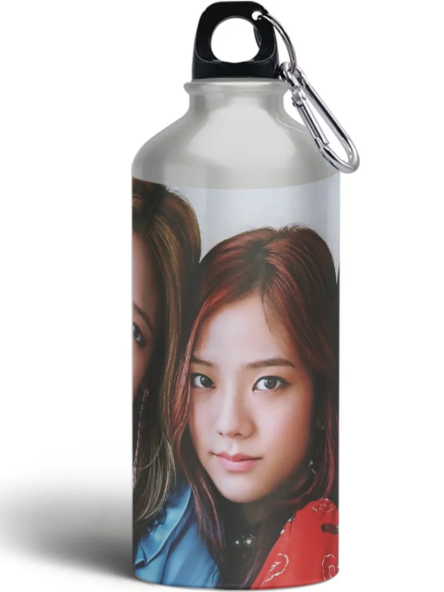 Бутылка спортивная туристическая фляга с карабином BLACKPINK(блэкпинк Джису Дженни