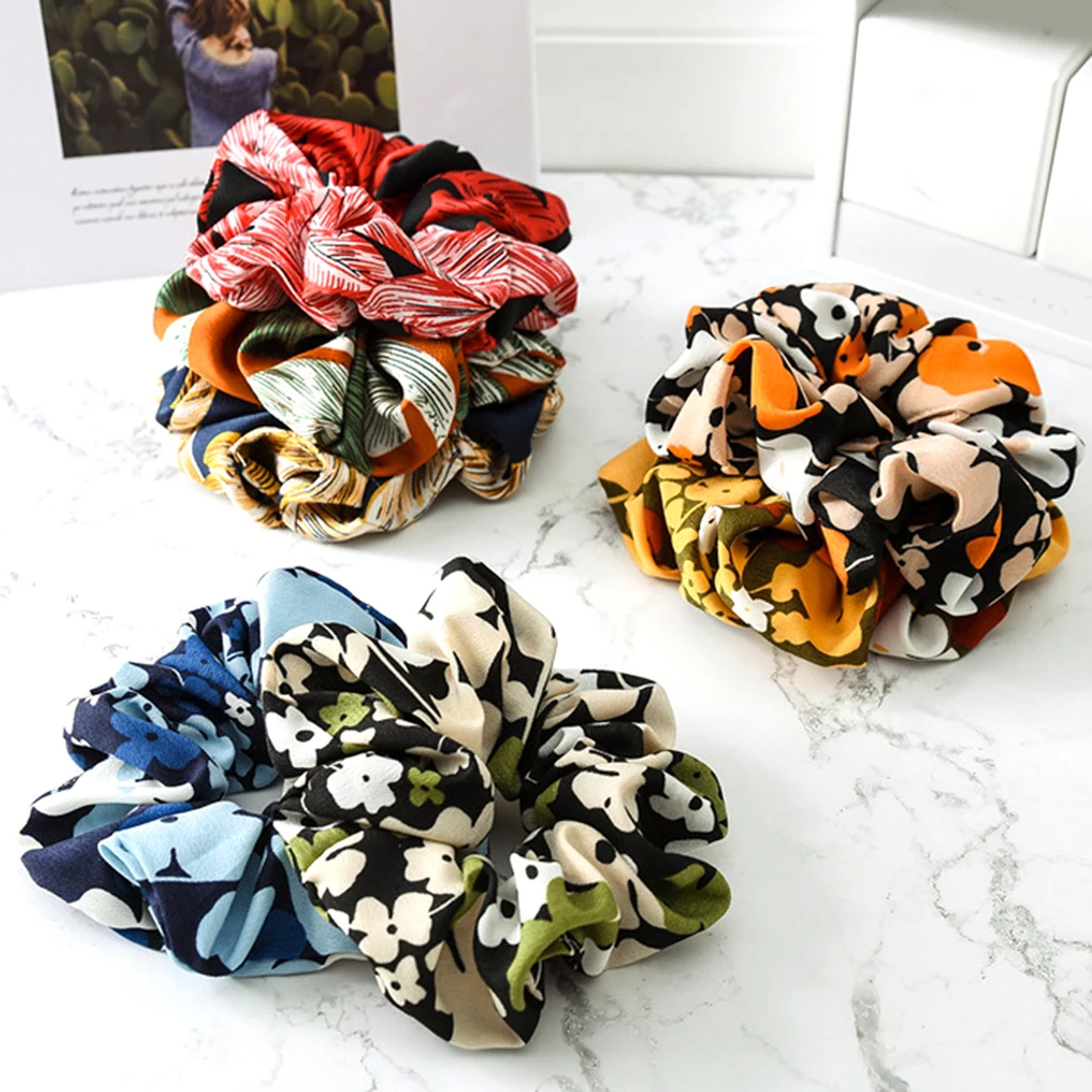 Женское кольцо для волос с цветочным принтом в стиле ретро мягкие тканевые