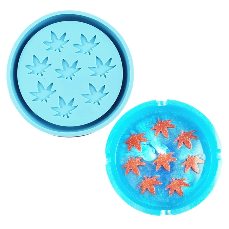 

DIY Round Weed Ashtray Silicone Molds Maple Leaf Tray Resin Mold Jewelry Storage Box Mold Handmade Crafts Tools