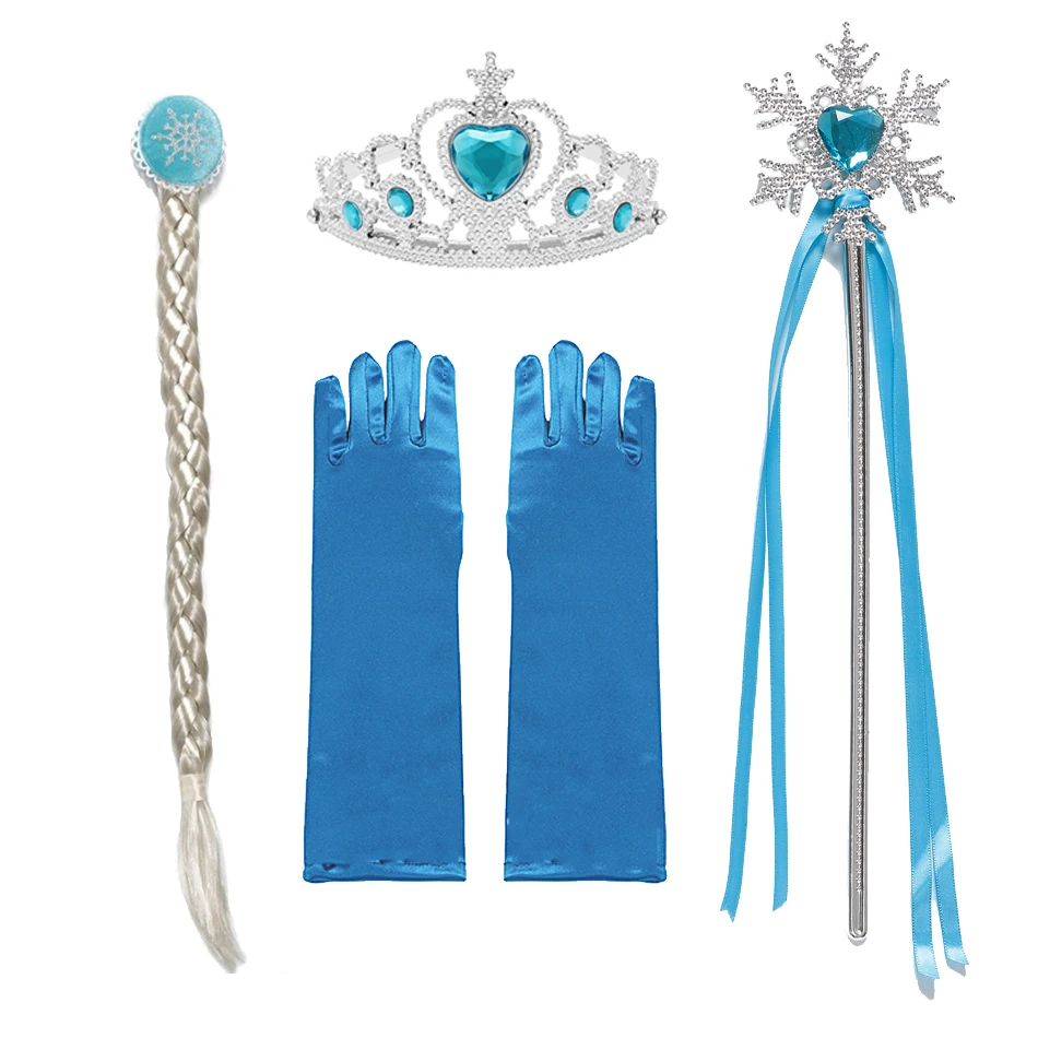Комплект ювелирных изделий Эльза для девочек аксессуары косплея парик платье