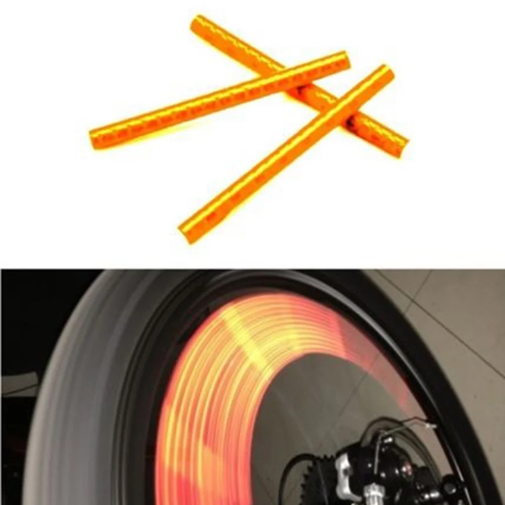 

12Pcs Bicycle Mountain Bike Riding Wheel Rim Spokes Mount Clip Tube Warning Reflective Light For Bicycle Strip Road Reflector