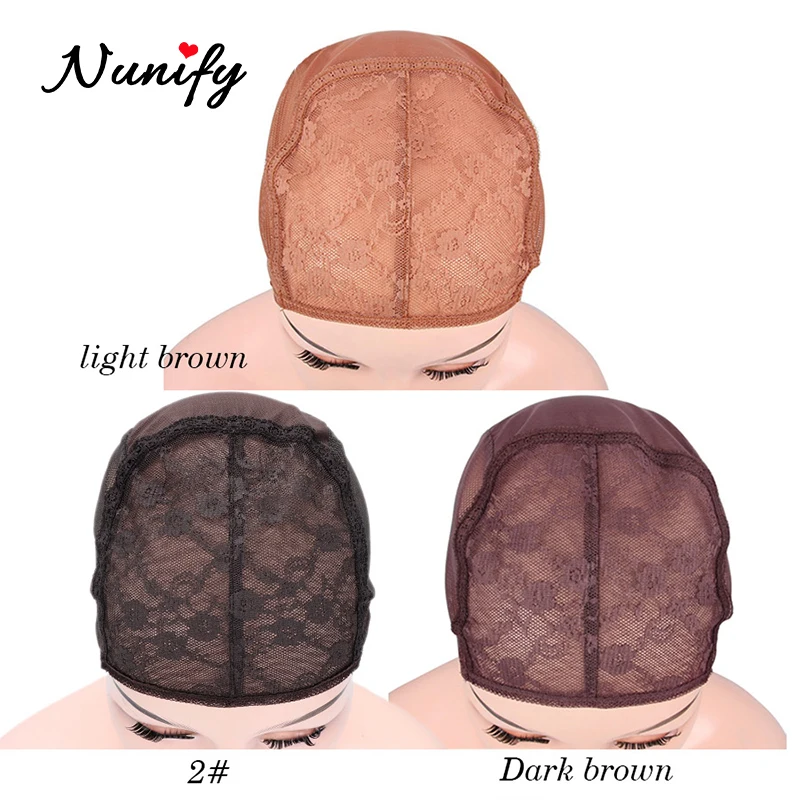 Nunify 5-bonés pretos para costura em trama de cabelo, tamanho grande, médio e pequeno, para fazer perucas com alça ajustável