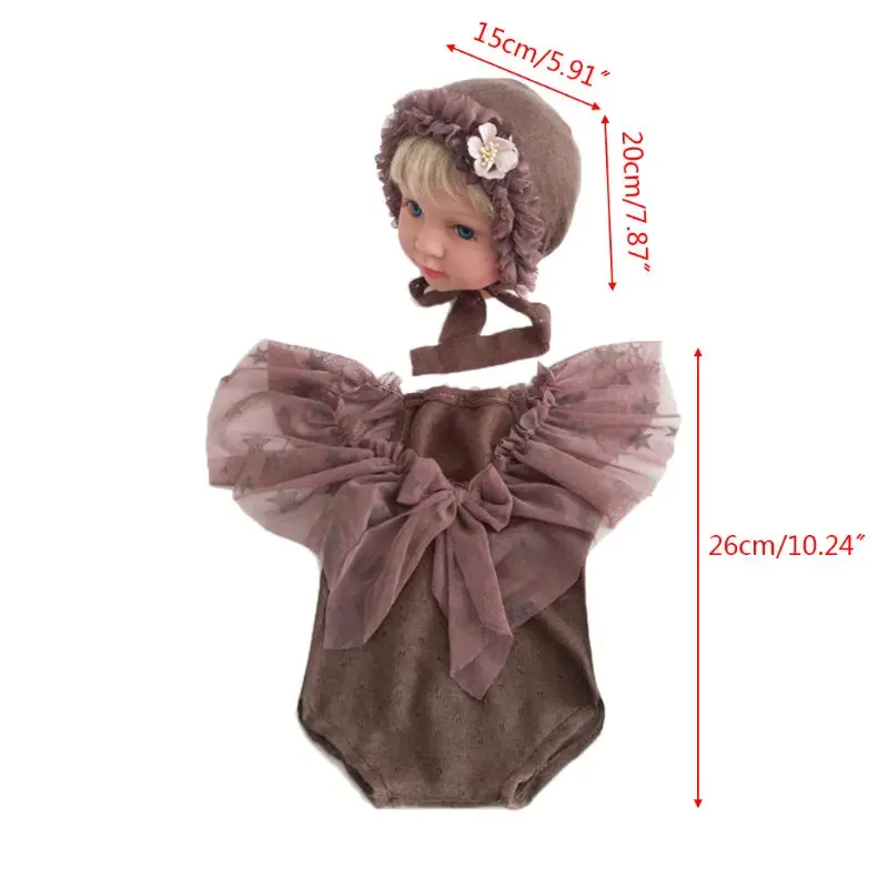 

2 Pcs/set Newborn Baby Photo Props Outfits Wraps Hat Clothes Set Infants Full Moon Photography Accessories