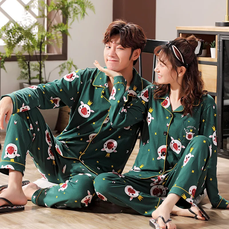 Женские пижамы с птицами хлопковые Пижамные комплекты для влюбленных домашняя