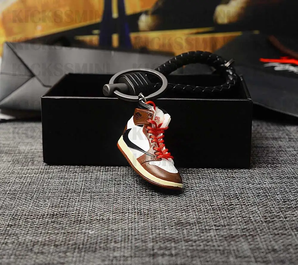 a shoe w rope Персональный DIY Air Jordan " разбитая задняя панель" часть 1 3D кроссовок фигурный брелок сумка коробка Подвеска для пары Кукла аксессуар - Цвет: a shoe w rope