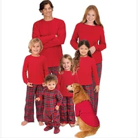 parent child wear fawn print round neck and plaid family christmas parent child suit