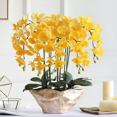 Koop Hoge Simulatie Real Touch Ikebana Kunstmatige Orchidee Bloemstuk Latex Orchidee Sierteelt Phalaenopsis Pot Cultuur Pak