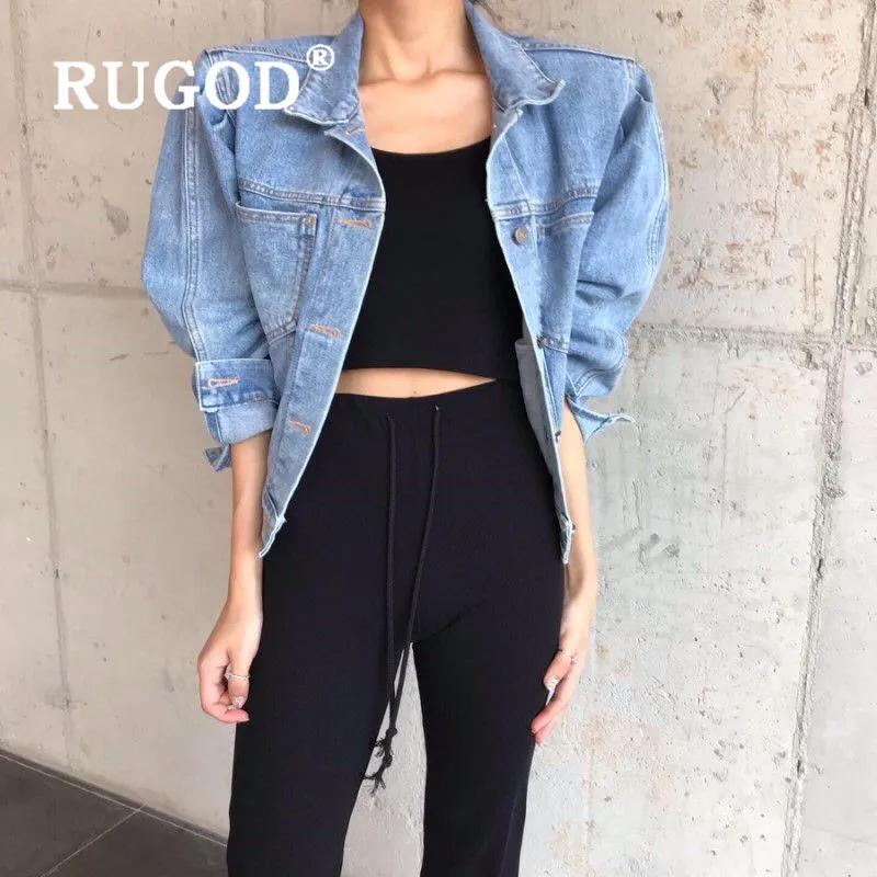 Женские винтажные джинсы RUGOD однобортные джинсовые куртки с отложным воротником
