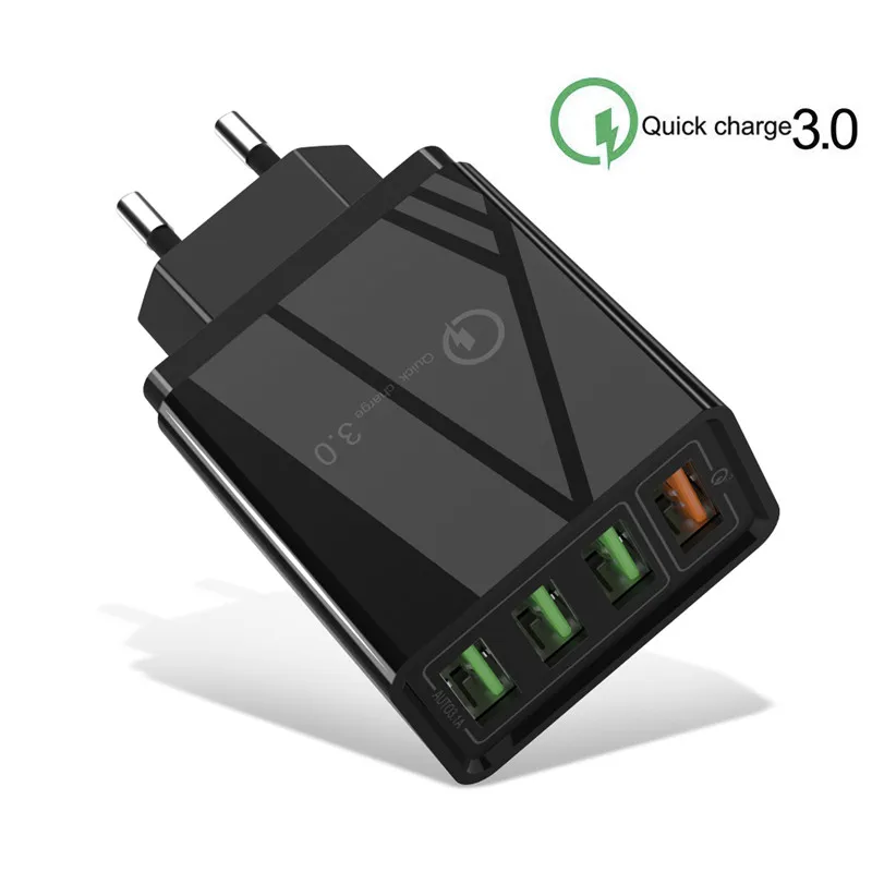 4 порта Быстрая зарядка 3,0 USB зарядное устройство для мобильного телефона быстрое настенное зарядное устройство для iPhone XS 7 samsung S8 S9 S10 EU/US штекер QC 3,0 адаптер