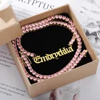 Персонализированные розовым алмазом пользовательское имя ожерелье для женщин браслеты с подвесками из нержавеющей стали имя кулон циркония цепи Рождественский подарок BFF