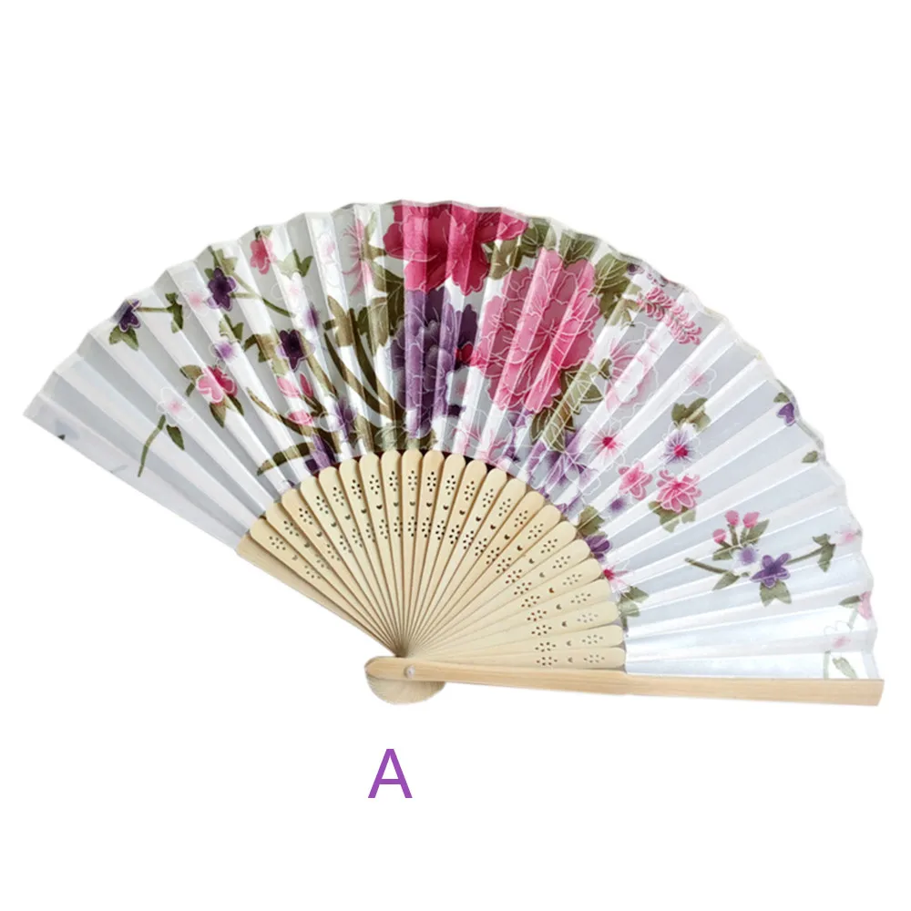 

Summer Vintage Bamboo Folding Hand Held Flower Fan Chinese Dance Party Pocket Gifts Women Dancing Hand Fans Decor