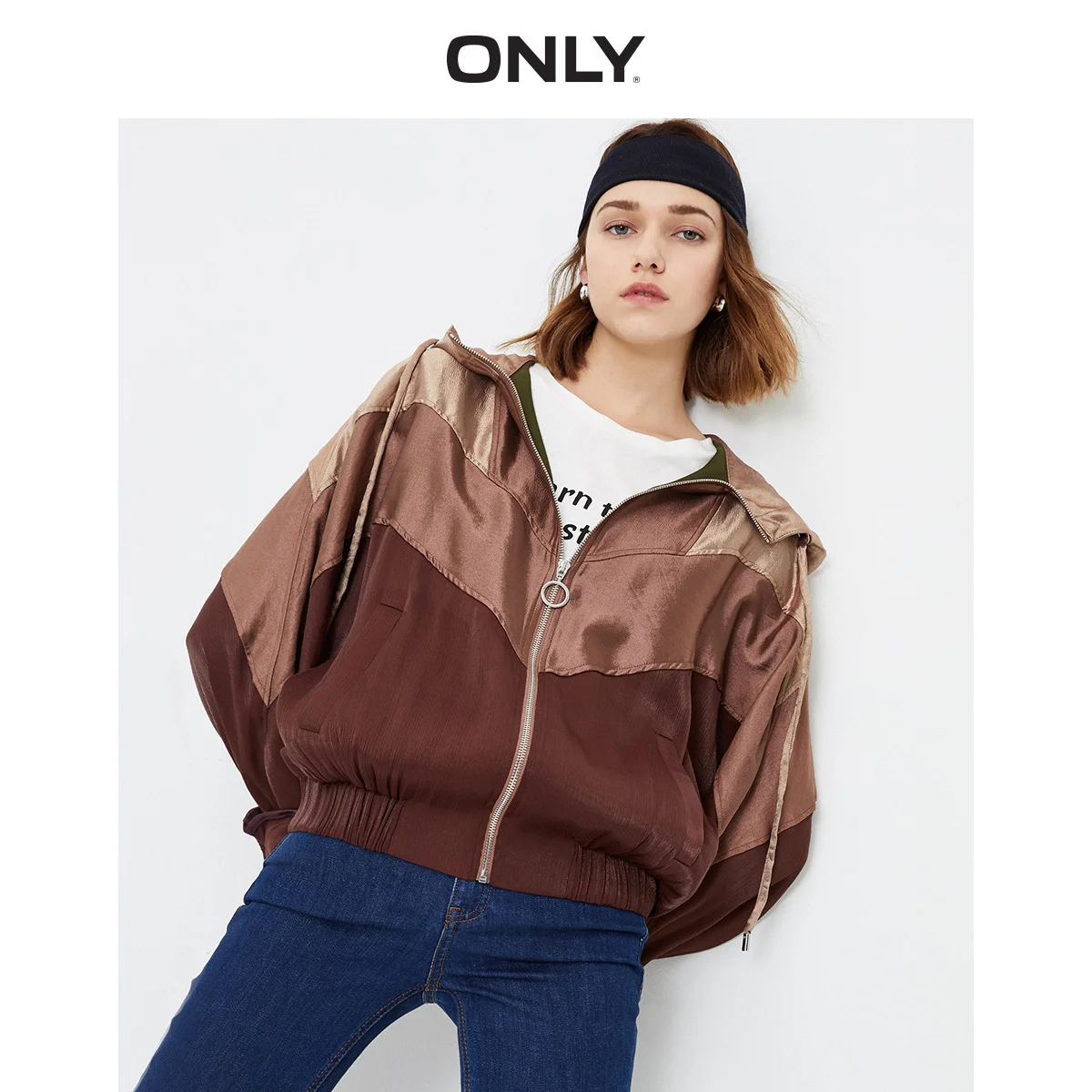 Только свободная контрастная яркая бейсбольная куртка из пряжи | 119336549 Женская