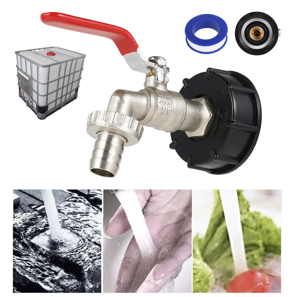 

IBC Water Tank Adapter Tote Tank Drain Adapter 3/4'' S60X6 Thread Connector Replacement Valve Fitting Parts Brass Garden Tap
