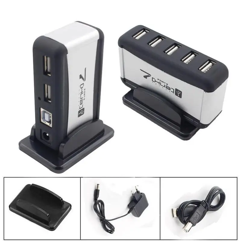 

7 Port USB 2.0 HUB High Speed EU US EU Plug Desk Charger Smartphone For desktop Power Mains PC Macbook Unit laptop H2X7