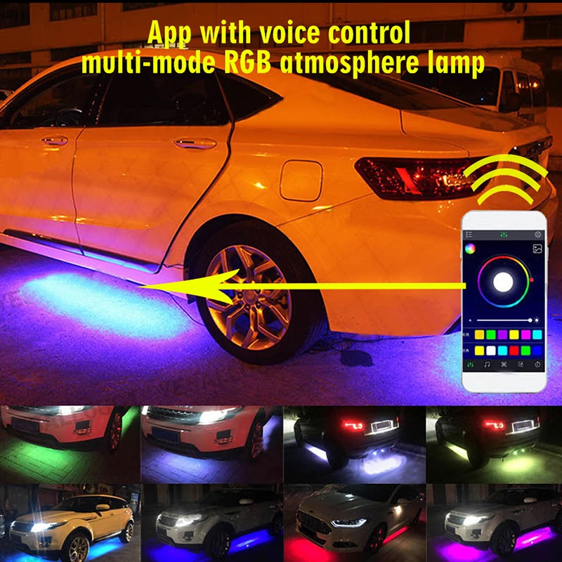 HLXG 4X автомобильный неоновый светильник светодиодный 12V RGB тонкие мягкие гибкие