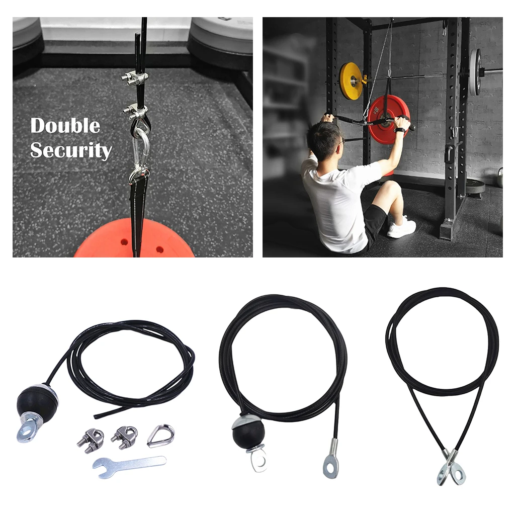 

Fitness DIY Gym Pulley Cable Machine Attachment System Adjustable Length DIY Pulley Cable Fitness Strength Training Apparatus