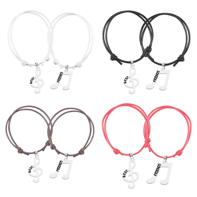 

Good Friend 2 Piece Series Bracelet Female Music Symbol Shape Leather Rope Alloy Multicolor Optional Fashion Girl Jewelry Gift