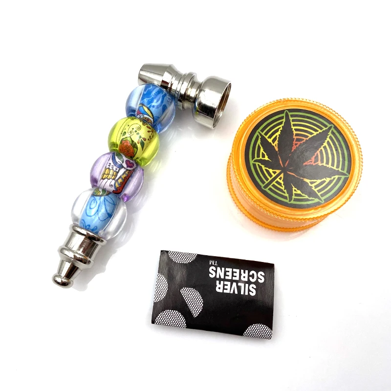 Трубка для табака цветные бусины съемная металлическая трубка с пластиковой