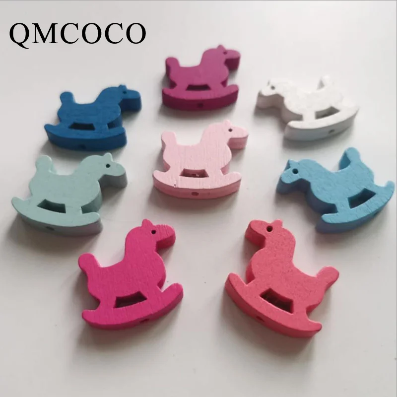 

DIY 50Pcs Colorful Wooden Horse Wooden Beads Children's Educational Handmade Custom Crafts Decorations Baby Toys Accessories