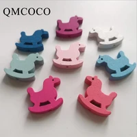 diy 50pcs colorful wooden horse wooden beads childrens educational handmade custom crafts decorations baby toys accessories