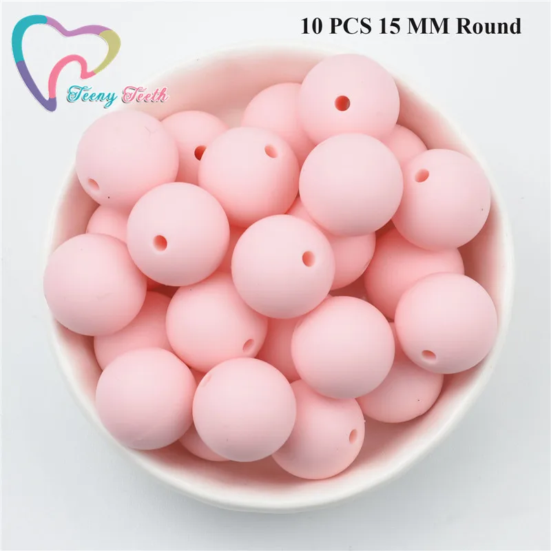 10 PCS 15 MM Round 10 шт. яркие розовые 14-17 мм Силиконовые Детские Прорезыватели для зубов жевательные прорезыватели безопасные игрушки DIY пустышка цепь BPA бесплатно шестигранные детские бусы - Цвет: 10 PCS 15 MM Round