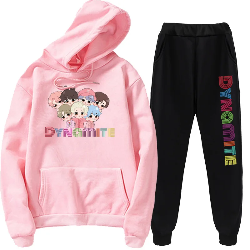 

Kpop Youth Hoodie Set Korea Bangtan Boys New Album Dynamite Hoodie Harajuku Style Street Fashion 2 pieces Suit Hoodies Pants