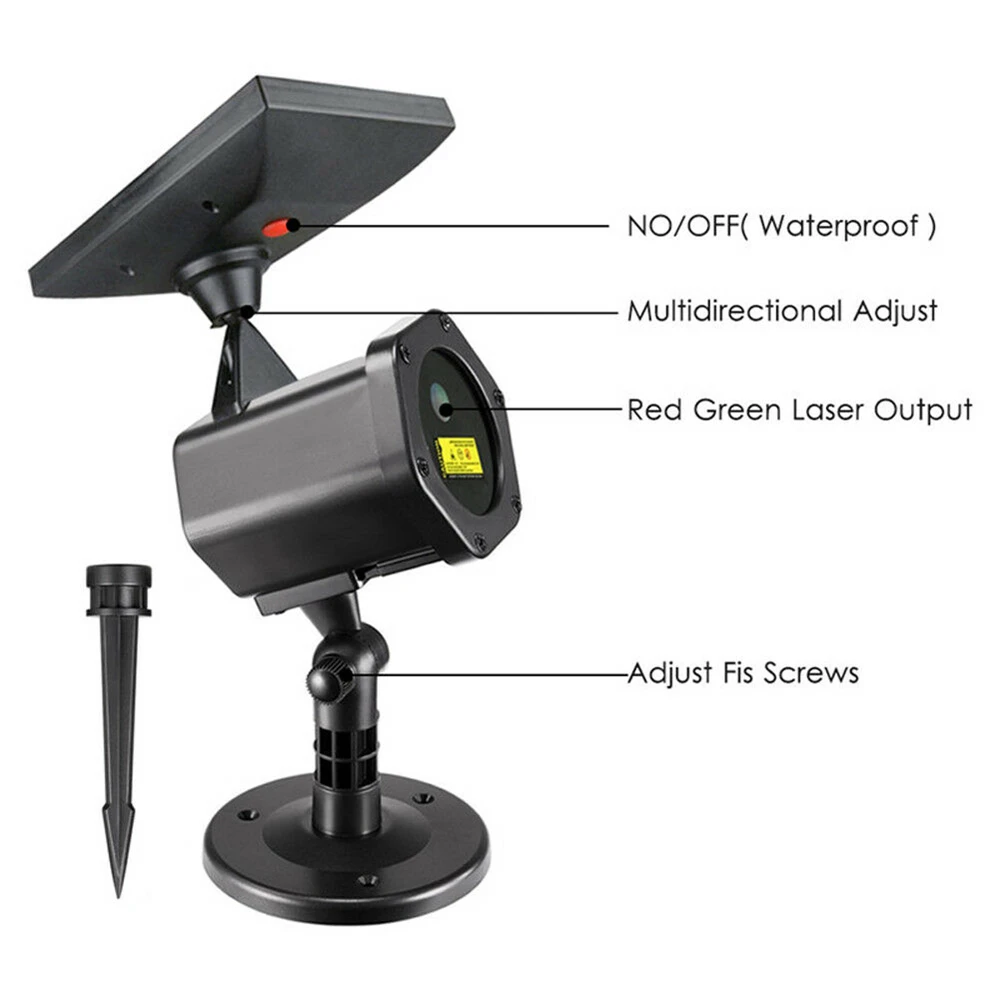 Уличный водонепроницаемый лазерный проектор газона на солнечной батарее