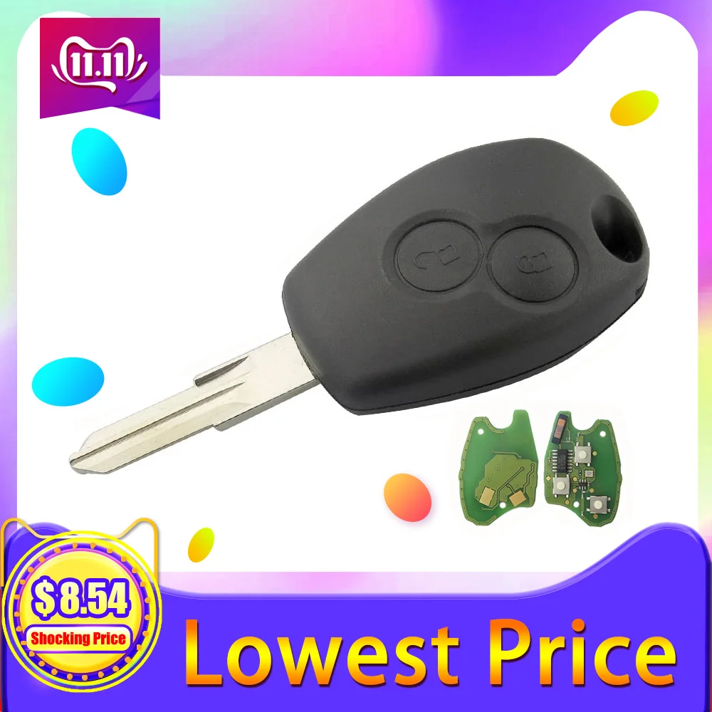 OkeyTech Автомобильный Дистанционный ключ для Renault Duster Megane Logan Sandero Kangoo 2 кнопки 433 МГц ID46 PCF7946/PCF7947 чип VAC102 лезвие