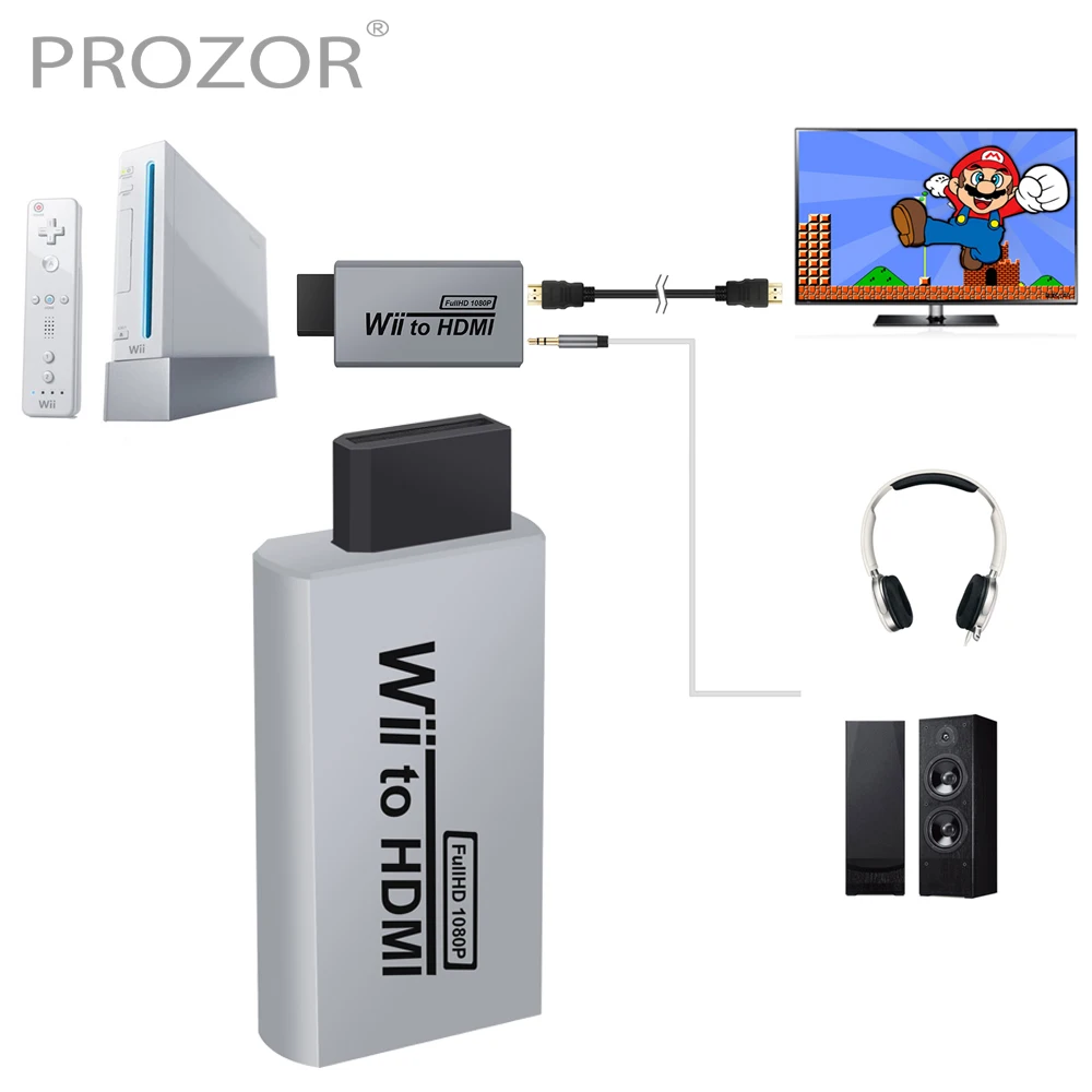 Prozor для Wii к HDMI совместимый конвертер адаптер весы сигнала 720p и 1080p аудио видео
