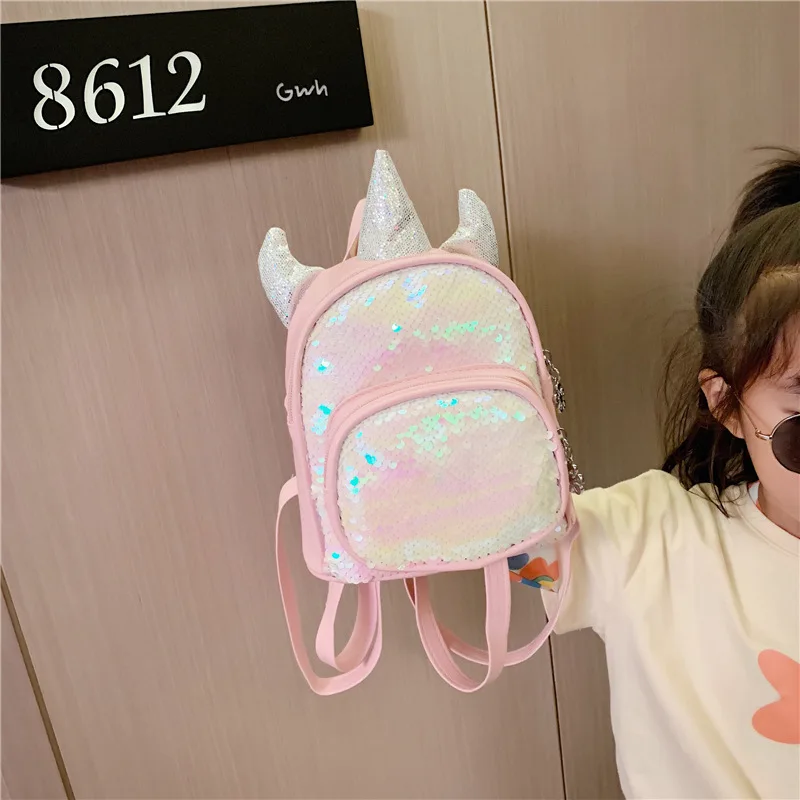 

Pink Unicorn Backpack Girl School Bag Sequins Cute Bag Mini Unicorn Travel
