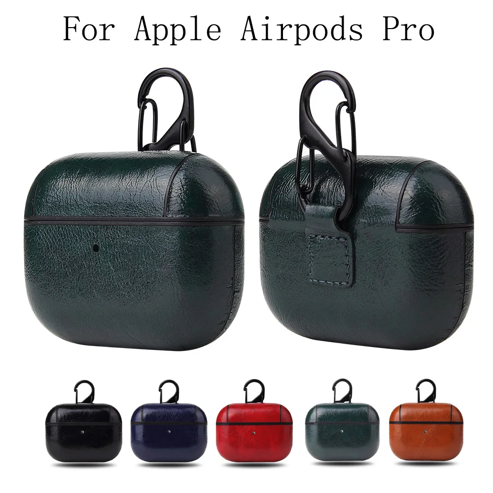 Деловой кожаный защитный чехол для Apple Airpods Pro 2019 противоударный Air Pods 3
