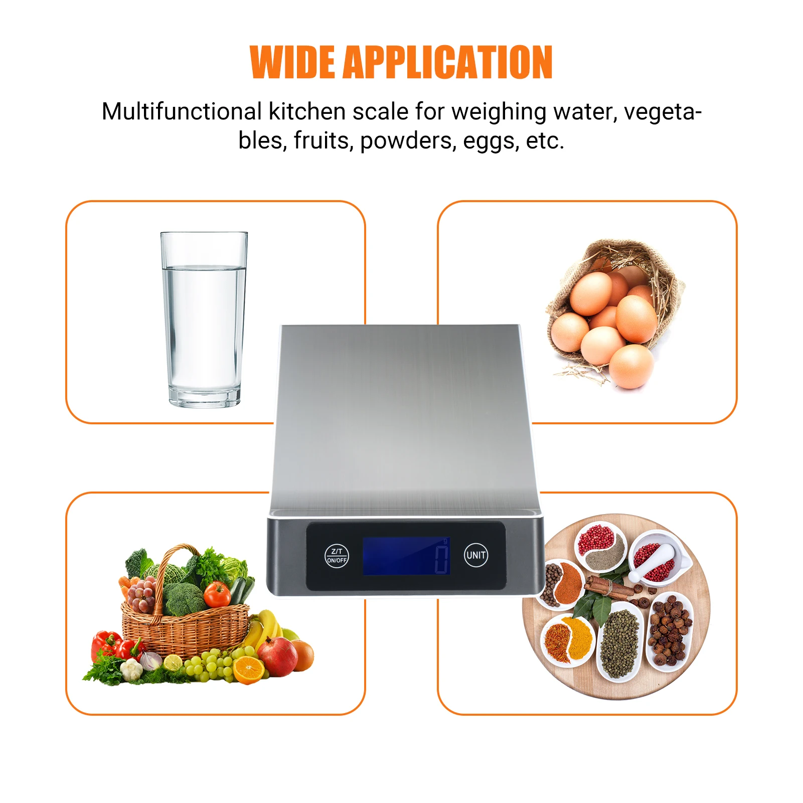 

Digital Kitchen Scale with Waterproof Surface 5kg/1g Electronic Scale LCD Display with Backlight High Precision Baking Scale