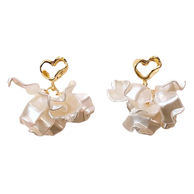 

Petal earrings female long 2021 new trendy temperament super fairy love flower earrings