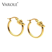 varole fashion knot hoop earrings for women simple line gold color hoops earings fashion jewelry 2021 kolczyki
