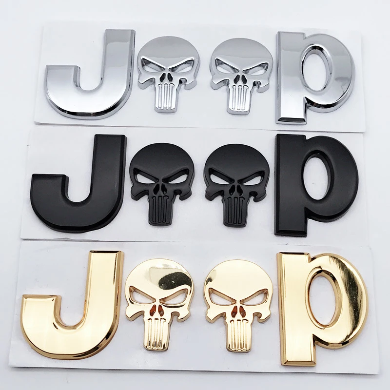 

1pcs Car Metal Letter Rear Trunk Decals Emblem Badge Stickers Decal forJEEP Punisher Skull Renegade Grand Cherokee Wrangler