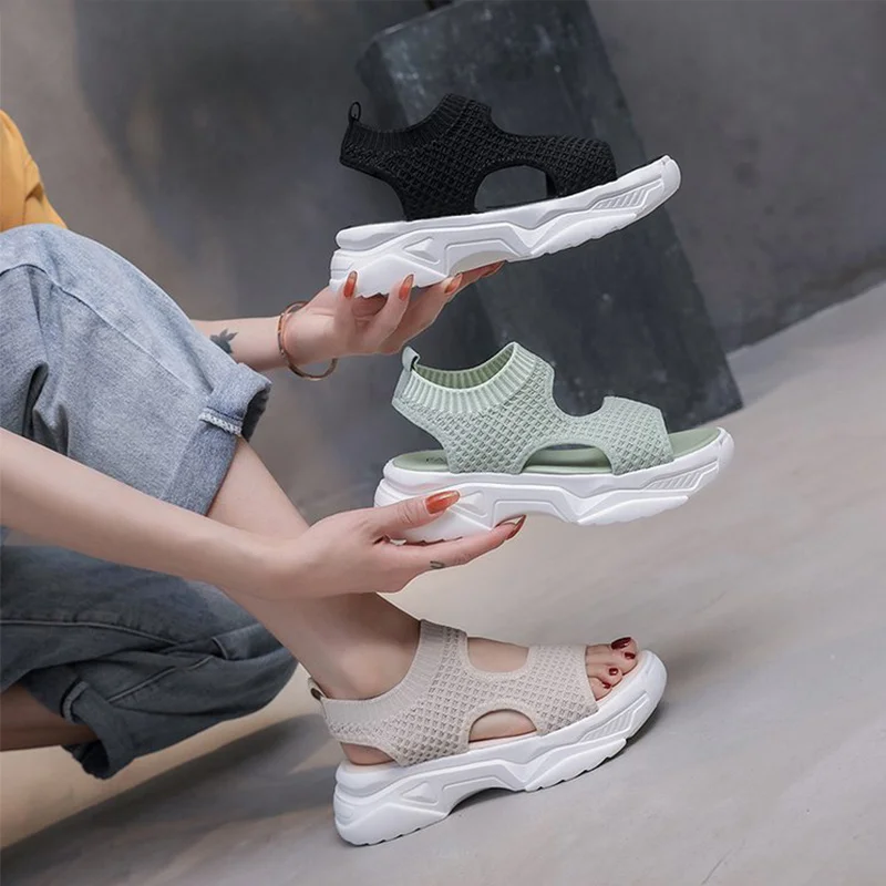 MCCKLE / женские сандалии с открытым носком женская дышащая обувь на резинке сеткой