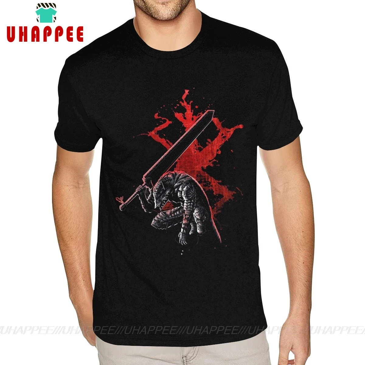 Милые футболки с рисунком Аниме Berserk Guts для мальчиков 4XL черные футболки|Мужские