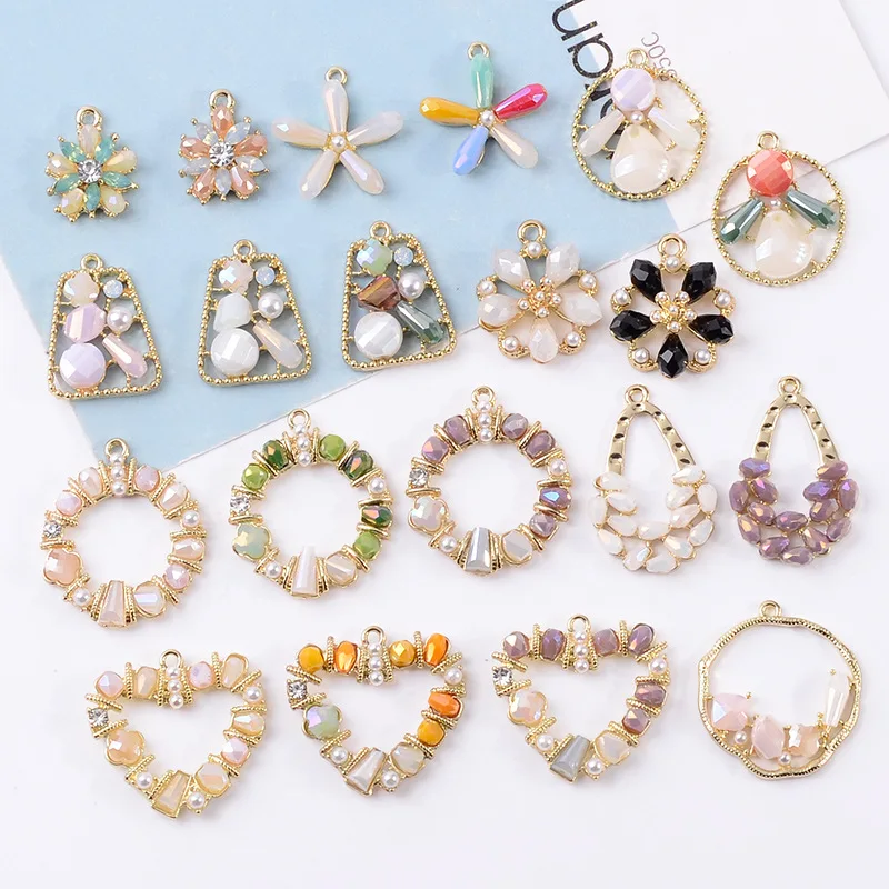 30pcs Crystal Earrings snowflake Zircon Earrings Pendant DIY Korean simple fashion handmade earrings accessories jewelry making