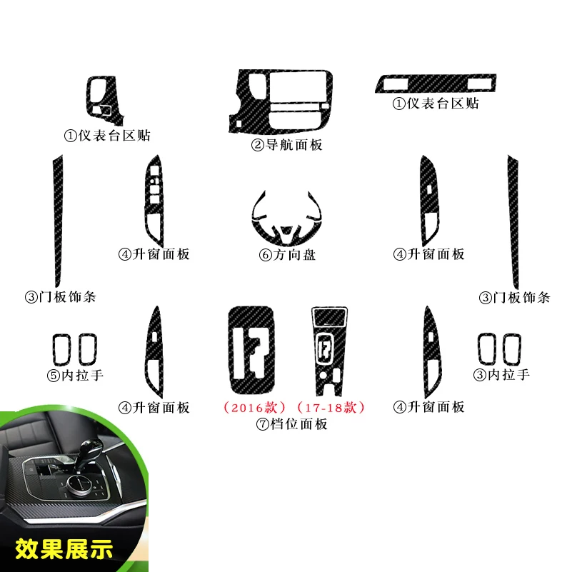 

Car Interior Central Control Panel Gear Panel Navigation Door Dashboard Panel Trim Strip Stickers for Mitsubishi Outlander 16-21