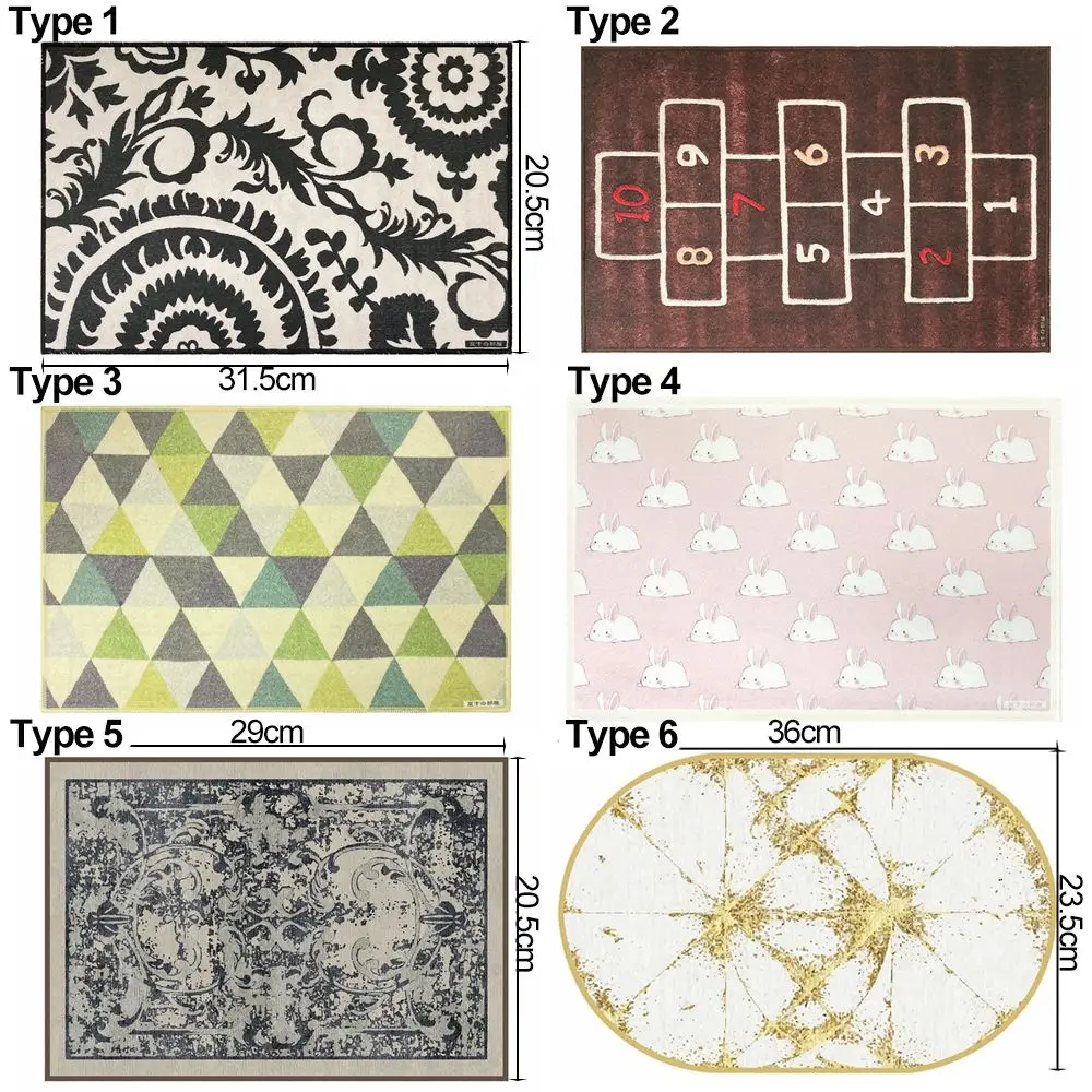 Масштаб 1/6 Миниатюрный Кукольный домик с мультяшными узорами коврик/ковер/коврик